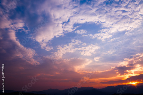 Sunset view landscape with layer mountain at north of Thailand © rawintanpin