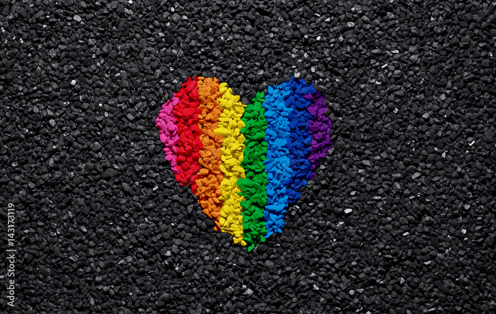 Rainbow heart on black background, gravel and shingle, LGBT colors, love  wallpaper, valentine Stock Photo | Adobe Stock