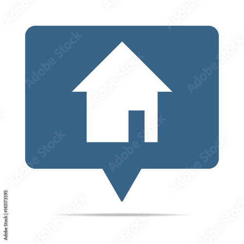 Blaue Sprechblase mit Haus - Immobilien