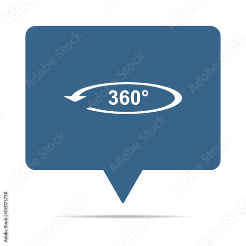 Blaue Sprechblase mit 360 Grad Symbol