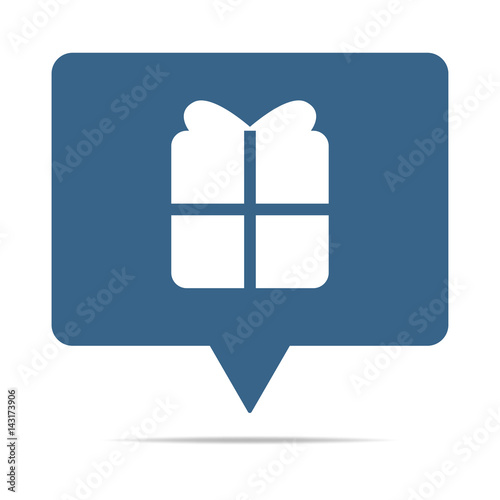 Blaue Sprechblase mit Geschenkbox