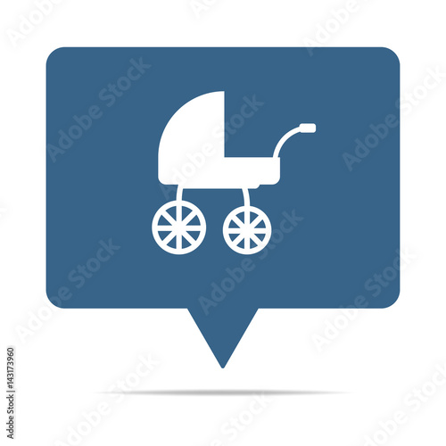 Blaue Sprechblase mit Kinderwagen - retro