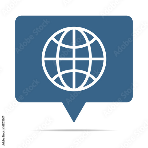 Blaue Sprechblase mit Weltkugel - Browser - Internet