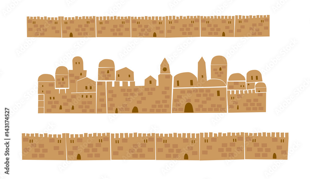 Fototapeta premium Middle East Town, Holy City, Vector illustration