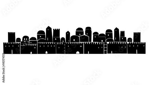 Middle East Town, Holy City, Vector illustration