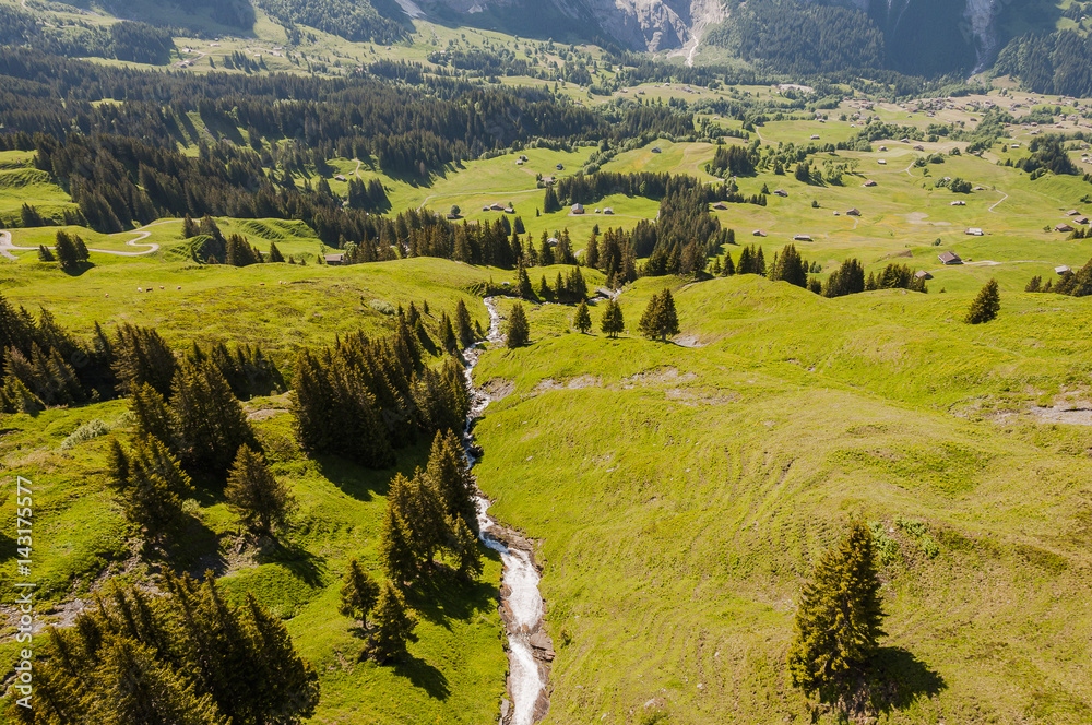 Grindelwald, First, Berner Oberland, Wanderweg, Wanderer, Waldspitz, Alm, Alpen, Bergbach