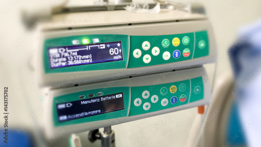 Machine controller for intravenous IV infusion for patient in hospital