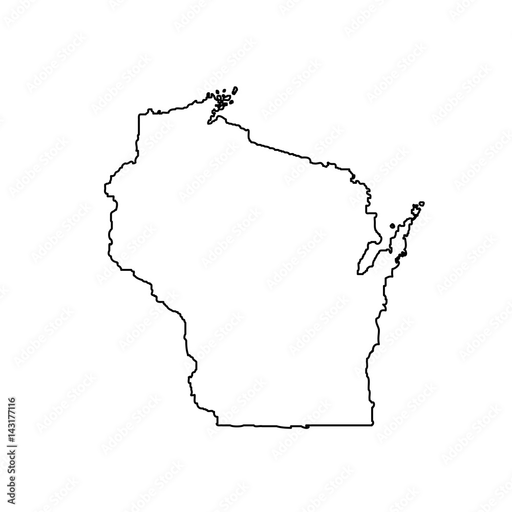 map of the U.S. state of Wisconsin  - obrazy, fototapety, plakaty 
