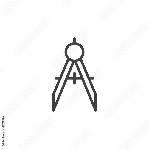Compasses line icon, outline vector sign, linear style pictogram isolated on white. Divider symbol, logo illustration. Editable stroke. Pixel perfect