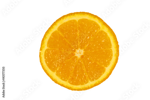 Slice of fresh orange isolated on white background