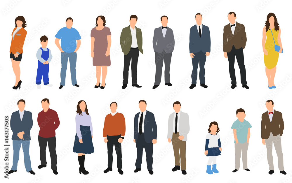 People without face, vector illustration set