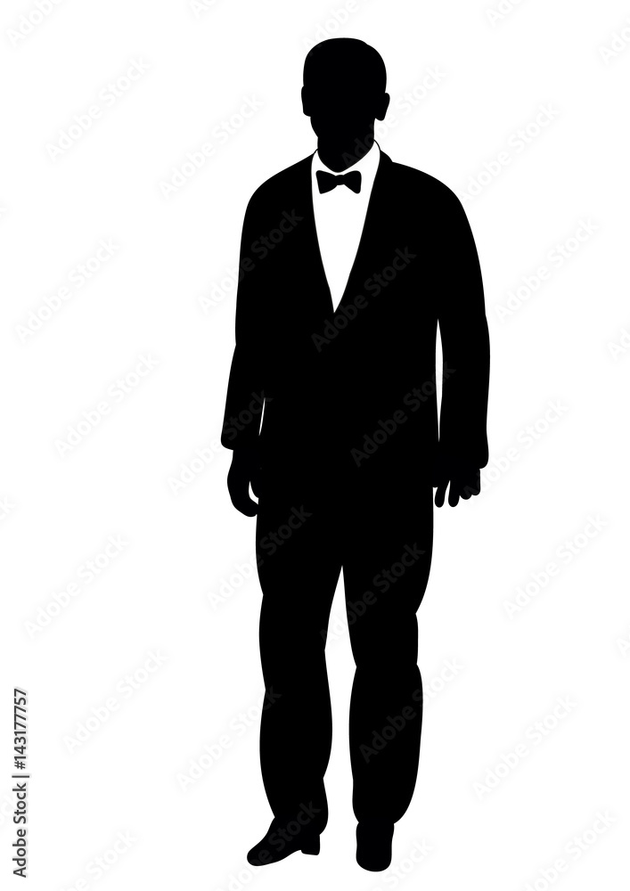 Silhouette of a man in a bow tie is a vector illustration