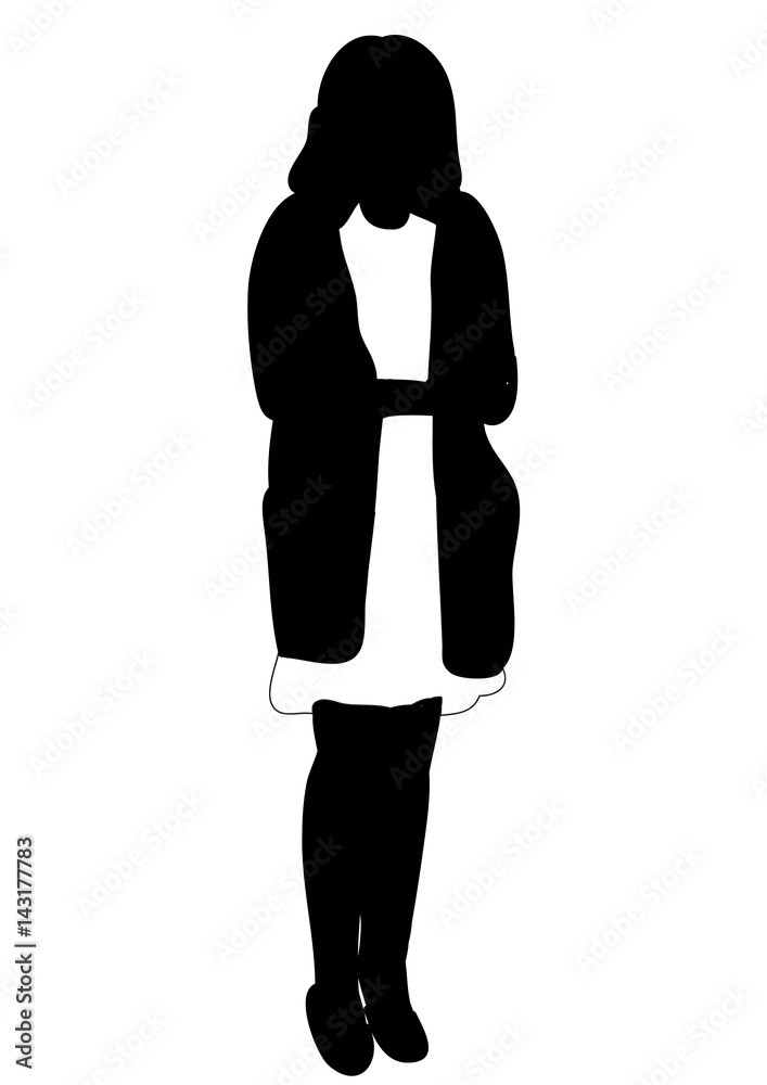 Silhouette of woman stand vector