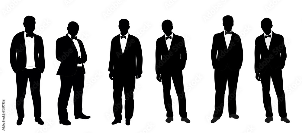 Collection of silhouettes of man business