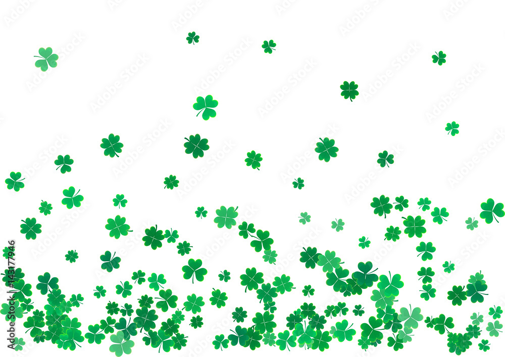 St. Patrick's Day background template with falling clover leaves St. Patrick's Day background template with falling clover leaves