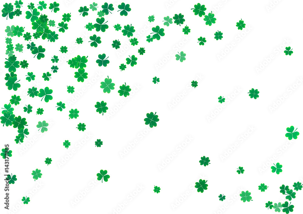 St. Patrick's Day background template with falling clover leaves St. Patrick's Day background template with falling clover leaves