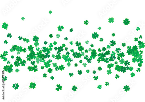 St. Patrick s Day background template with falling clover leaves