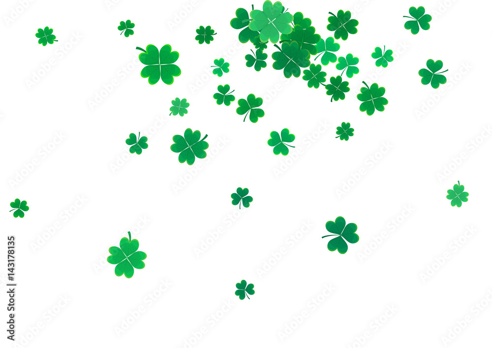 St. Patrick's Day background template with falling clover leaves St. Patrick's Day background template with falling clover leaves