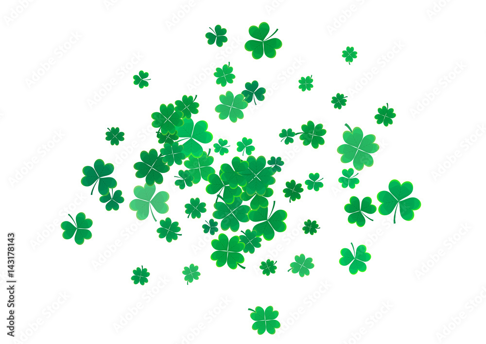 St. Patrick's Day background template with falling clover leaves St. Patrick's Day background template with falling clover leaves