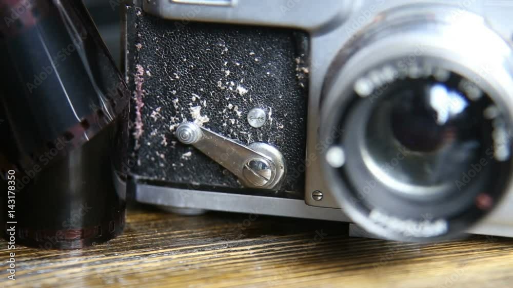 Self-timer lever on an old camera