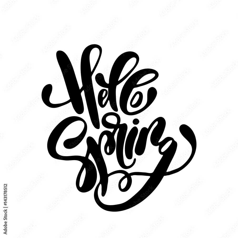 Fototapeta premium Hello Spring handwriting lettering design
