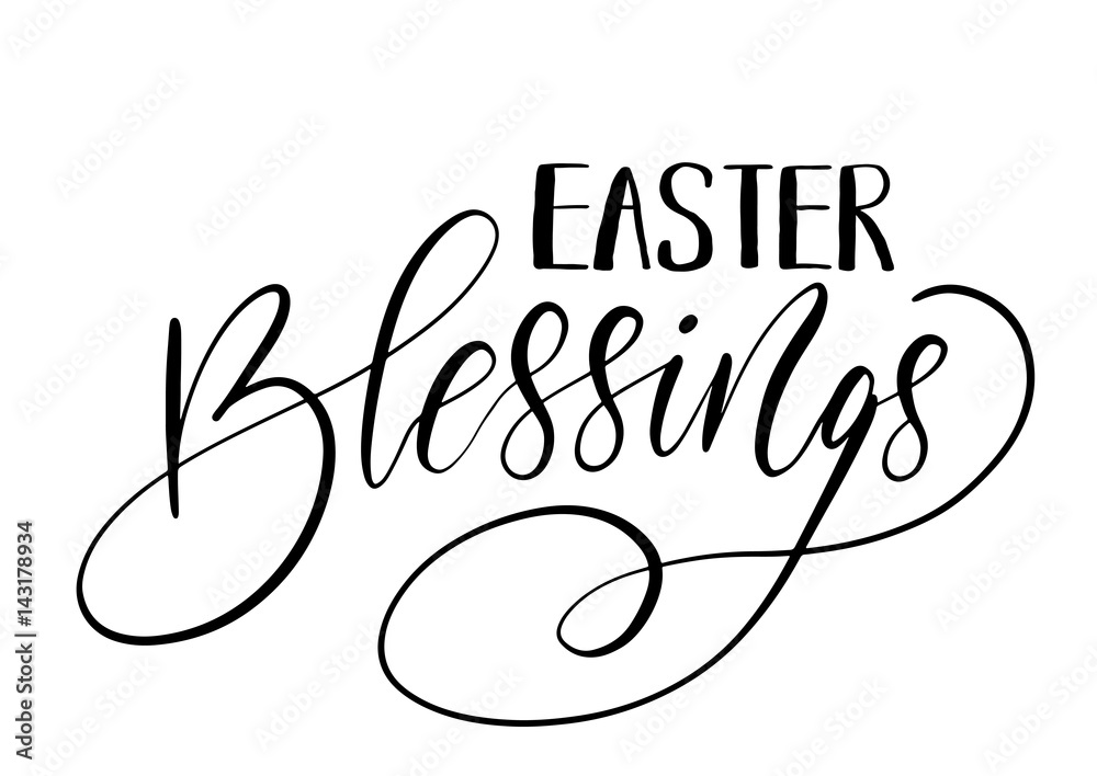 Easter holiday celebration. Easter Blessings handwriting lettering design - obrazy, fototapety, plakaty 