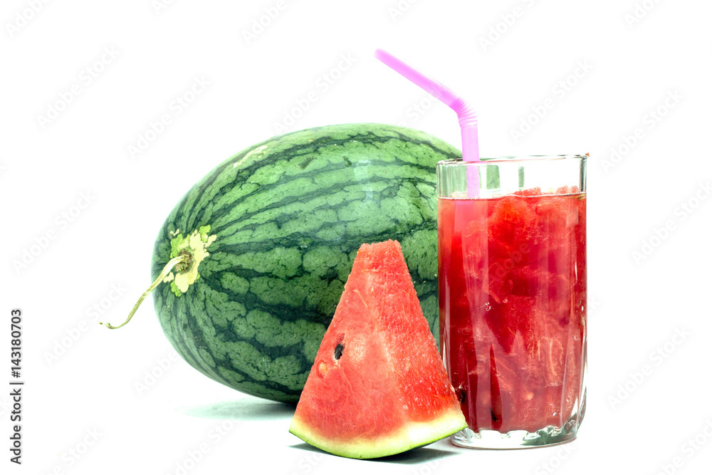 glass of fresh watermelon juice isolated on white glass of fresh watermelon juice isolated on white