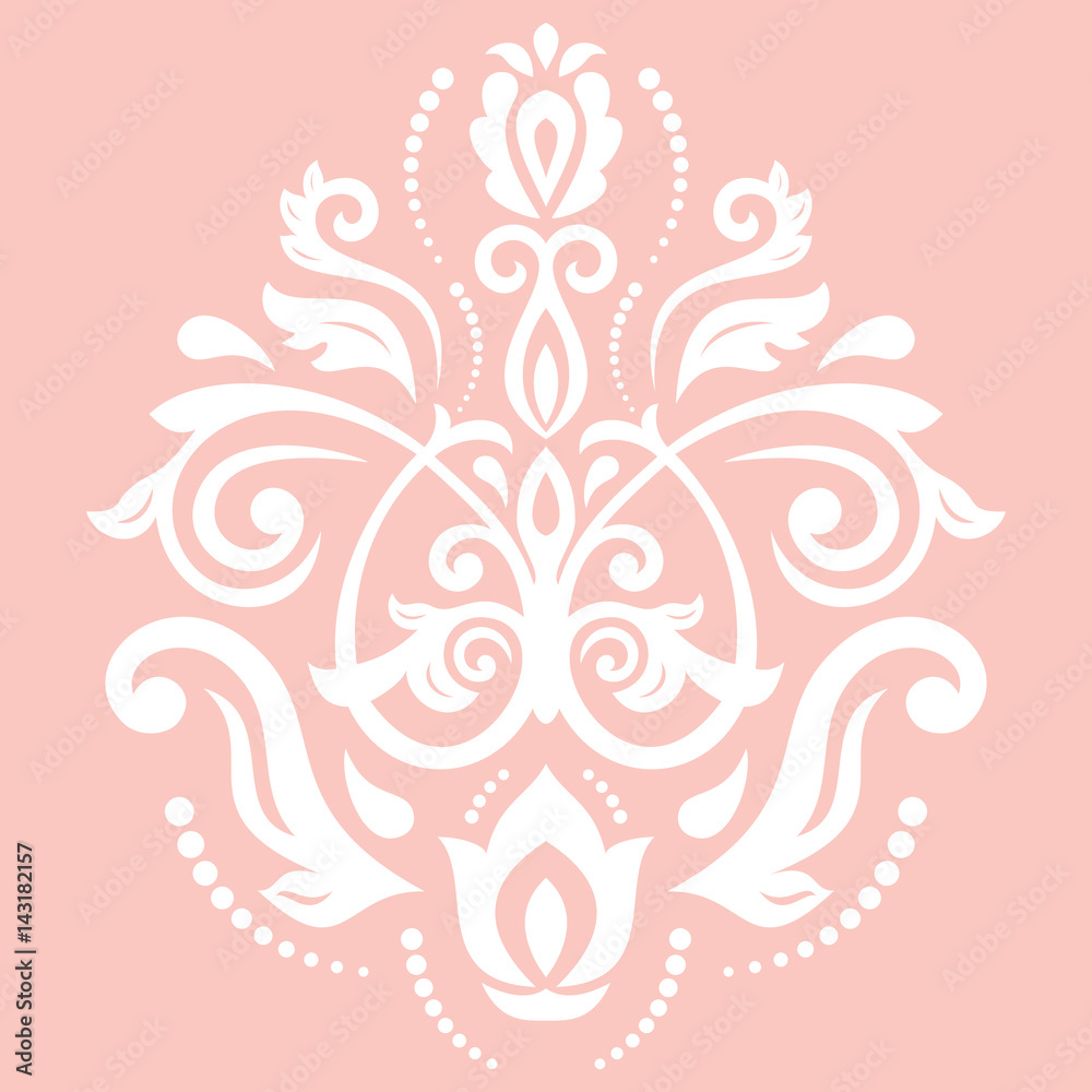Elegant white ornament in classic style. Abstract traditional pattern with oriental elements Elegant white ornament in classic style. Abstract traditional pattern with oriental elements