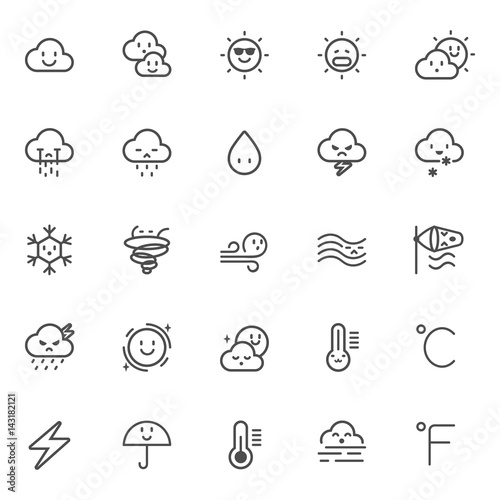 cute waether icon set isolated