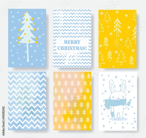 Collection of 6 Christmas cards templates.