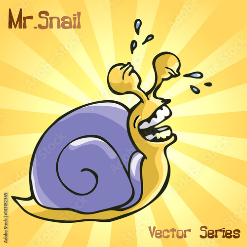 Mr. Snail with smiling. vector illustration 