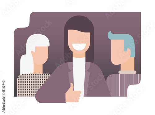 Happy people vector icon, flat gradient style, stylish violet shades photo