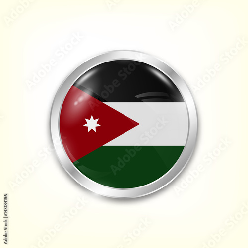 Free Download Round button national flag of Jordan with the reflection of light and shadow. Icon country. Realistic vector illustration. - GFXLoad