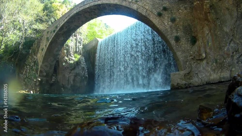 Waterfall - Arched bridge Palaiokarya, Trikala prefecture, Greece. photo