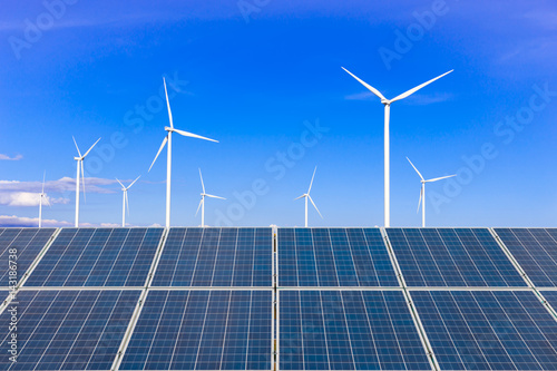 solar panels and wind turbines
