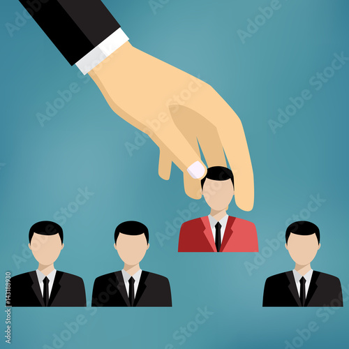 Businessman choosing worker.