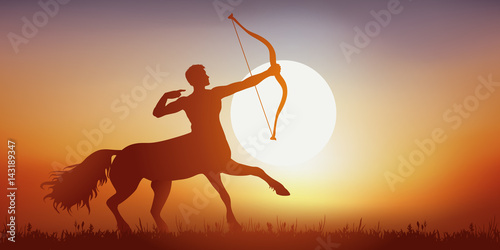 Centaure - mythologie - cheval - homme - imaginaire - fantastique - légendaire -  Coucher de soleil photo