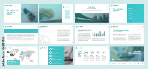 Business presentation templates. Set of vector infographic elements for presentation slides, annual report, business marketing, brochure, flyers, web design and banner, company presentation.