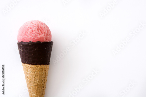 Strawberry Ice cream cones isolated on white background
