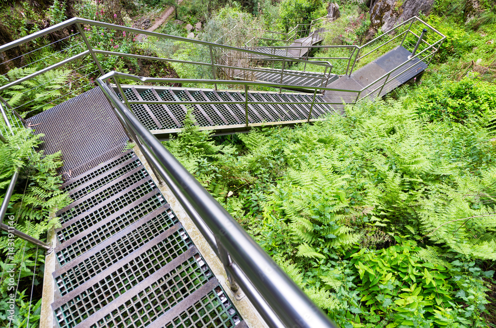 Metal stairways to forest Metal stairways to forest