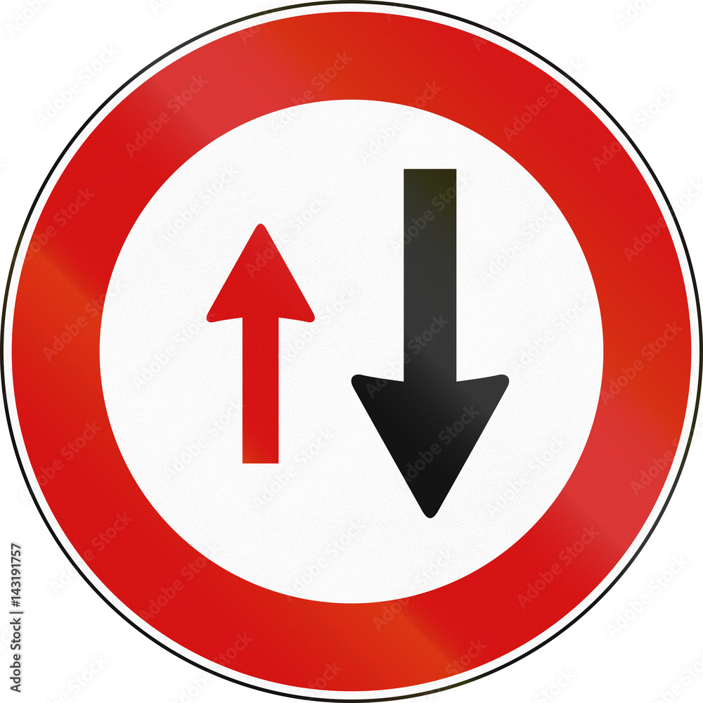 Road sign used in Malta - Priority of oncoming traffic
