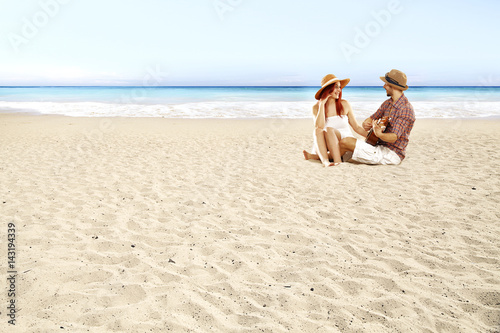 summer time and lovers on beach 