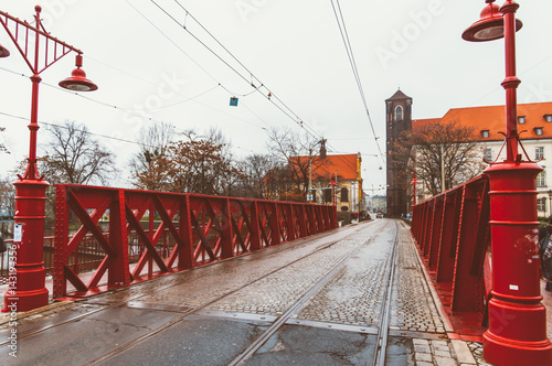 Most Piaskowy the Red Bridge in Wroclaw ,Silesia ,Poland photo