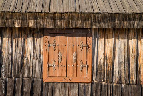 Closeup of traditional wooden cottage in Velika Planina highland pasture in Slovenia, Europe