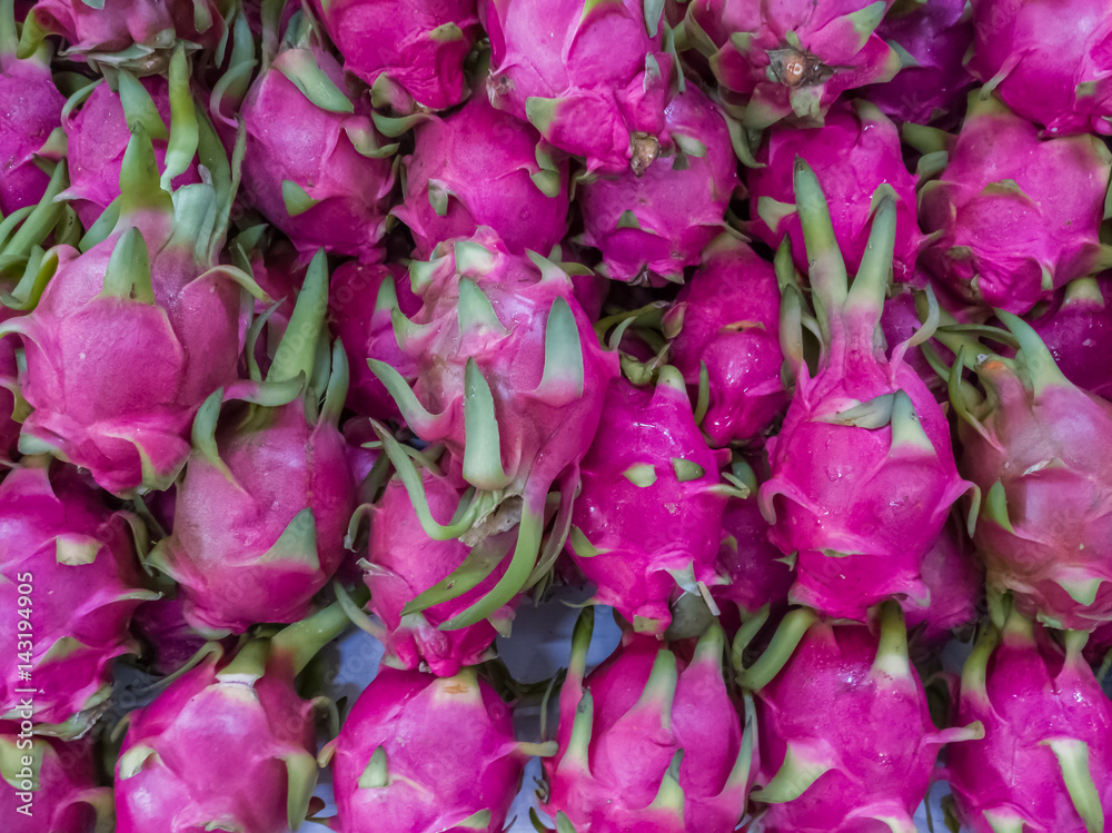 pitaya background,Group of fresh dragon fruits