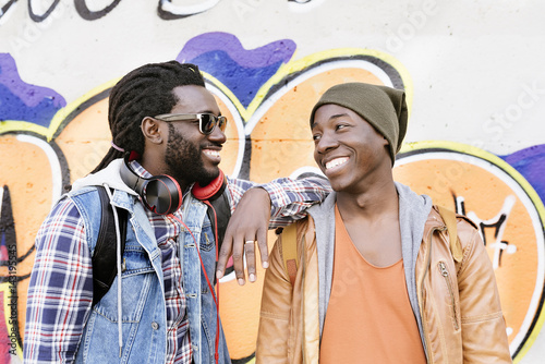 Two black race friends having fun.