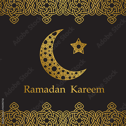 Ramadan Kareem greeting card with half moon and star