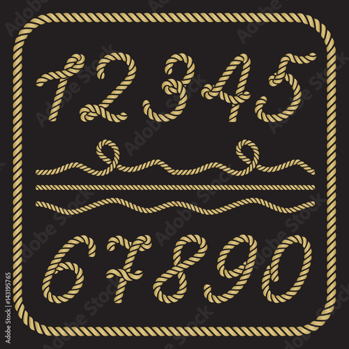 Gold numbers made from nautical rope