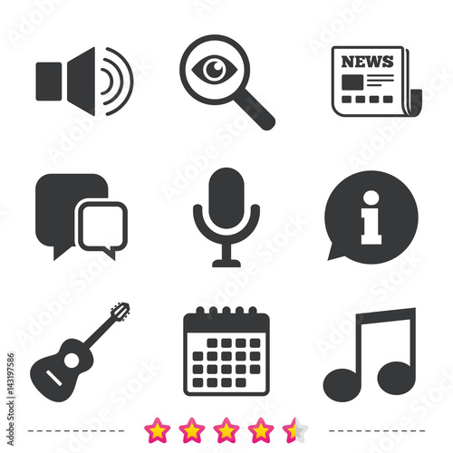 Musical elements icon. Microphone, Sound speaker.