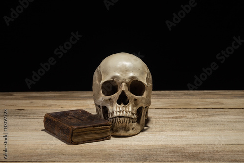 Skull and book